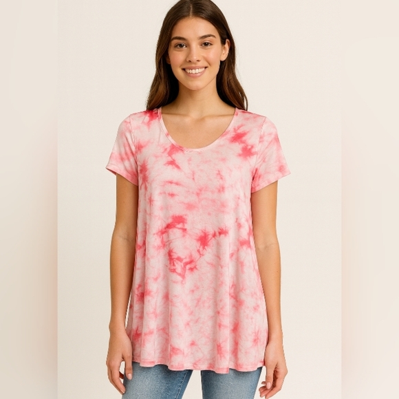 Justice Tops - NWOT Justice | Pink and white tie dye tee
